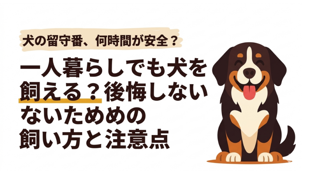 一人暮らしで犬を迎える際、長時間の留守番や散歩の確保に不安を感じていませんか?愛犬と二人三脚で暮らす私自身の経験から、無理のない飼育計画と留守番の限界時間を解説します。後悔しないために知っておくべき、一人暮らしならではの飼い方のコツがわかります。