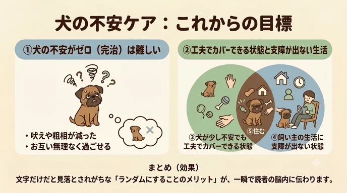 ドアに手をかけた瞬間、愛犬の悲鳴のような鳴き声…。「育て方が悪い?」と自分を責めていませんか?我が家も同じでした。でも分離不安は、「完治」より「困らない状態」を目指せば大丈夫。まずはドアを開け閉めするだけの「0秒トレ」から、愛犬に安心感を届ける具体的な方法をお伝えします。