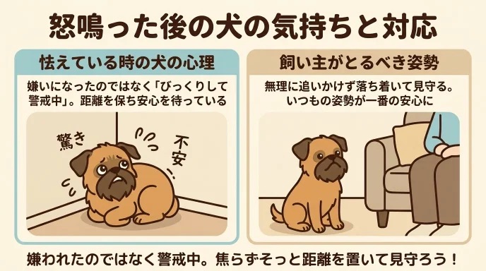 怒鳴ったあと愛犬が部屋の隅へ逃げ「嫌われてしまったかも」と落ち込んでいませんか?怯える心理や追いかけずに見守る重要性が分かります。大きな物音で逃げてしまう一方、雷のときは頼ってそばに来る愛犬と、焦らず信頼を築き直した我が家の体験談は必見です。